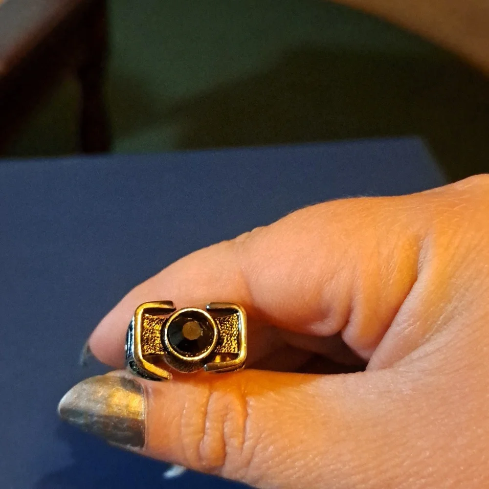 Ring size 7 black silver tone